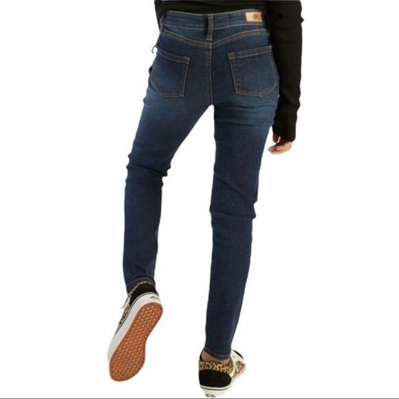 RSQ Mid Rise Skinny Exposed Button Ripped Dark Wash Jeans Size 10 - Picture 2 of 12
